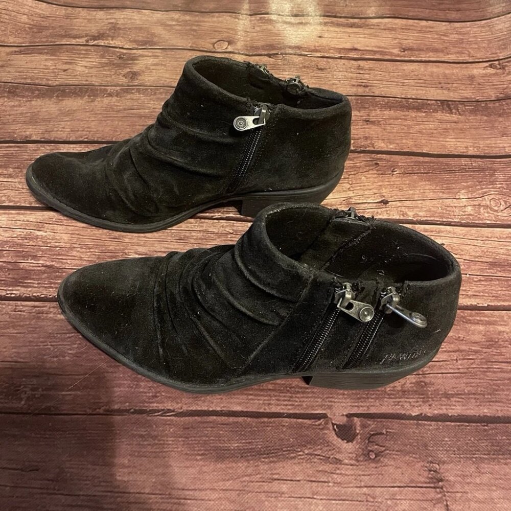 Blowfish BLACK Suede Wander Ankle Bootie Zip (Womens 8)
